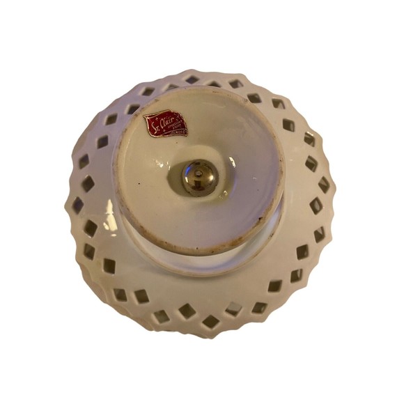 1960's St Clair Creations Japan Almak Pedestal Candy Dish Diamond Cut Out Wheat - Picture 5 of 9